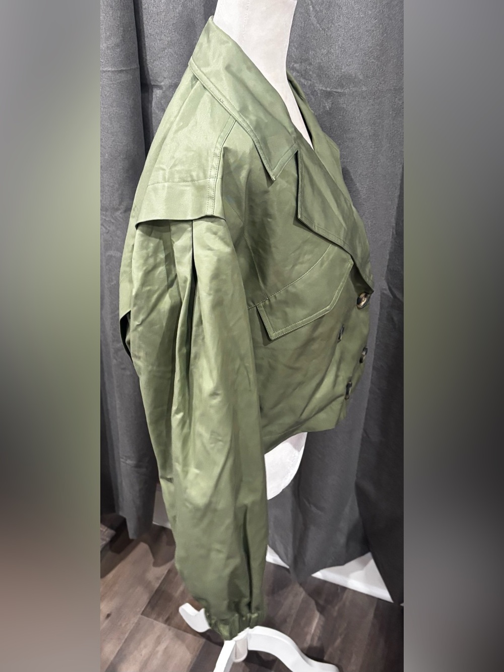 NWOT Free People Women’s Looking Glass Trench Coat in Loden Green Small Utility - Picture 9 of 11